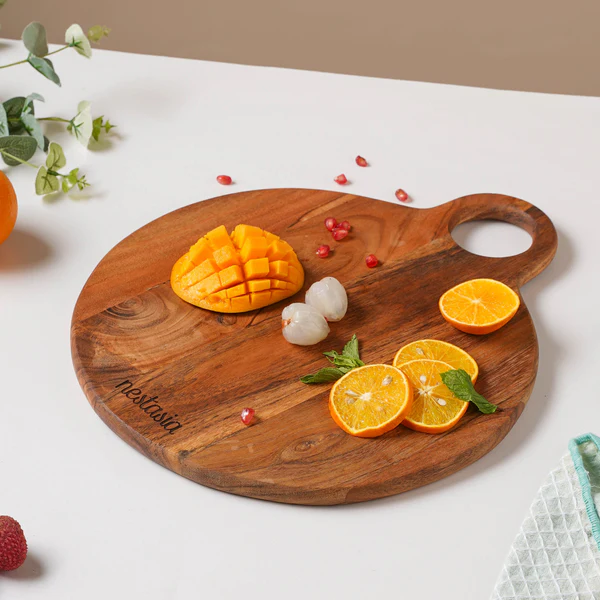 Farmhouse Round Wooden Platter 15 Inch